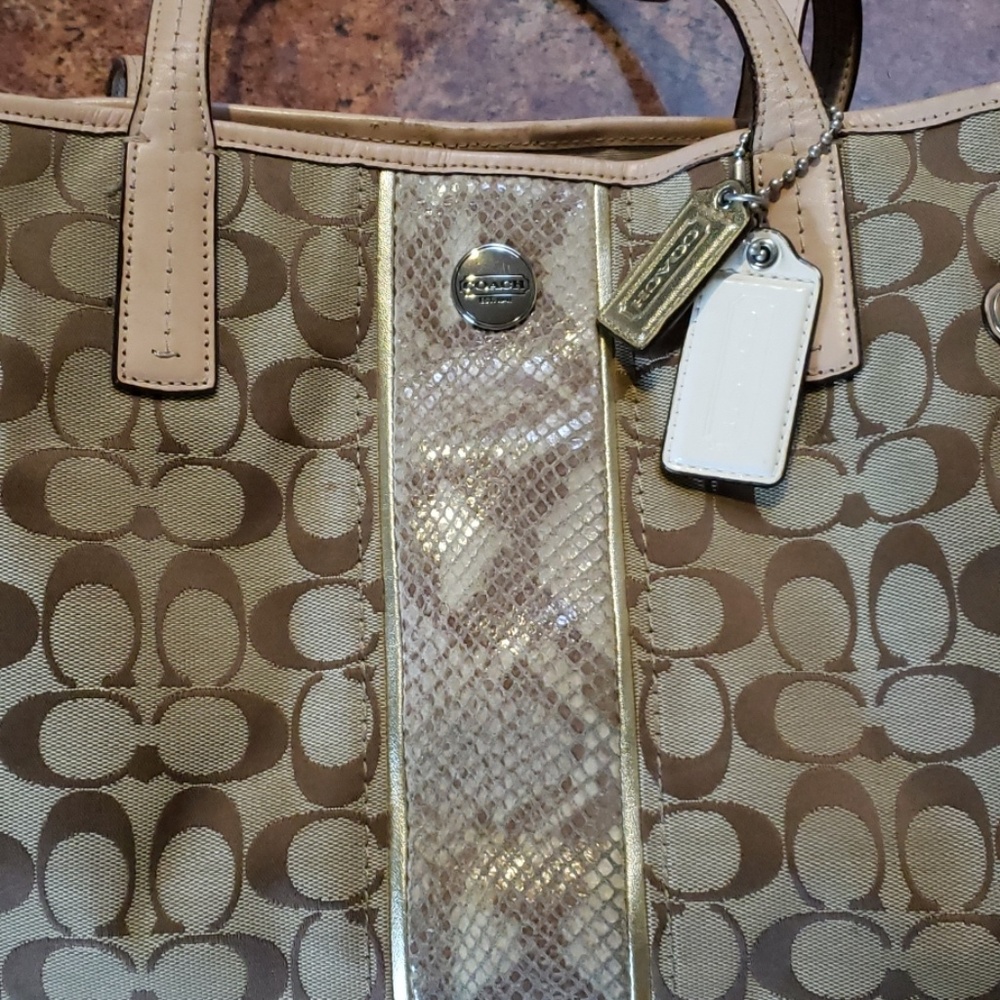 Beige Coach Tote